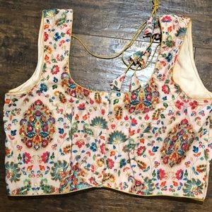 Designer Pink Velvet Floral sleeveless  blouse